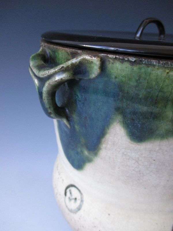 Japanese Antique Oribe Mizusashi (water container for tea ceremony
