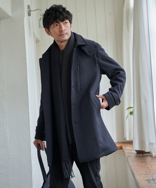 メンズステンカラーコート（フード有無：あり（取外し可能））｜コート