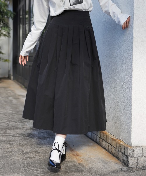 VIS（ビス） スカート 「洗える」タックプリーツフレアスカート