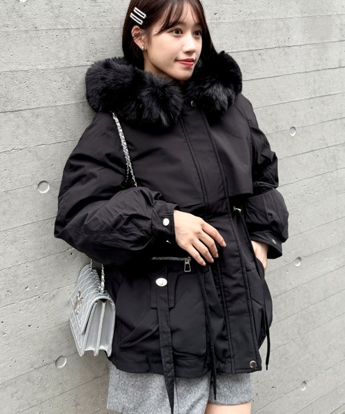 Loueme ダウンコート ダウンジャケット ボリュームファーフード