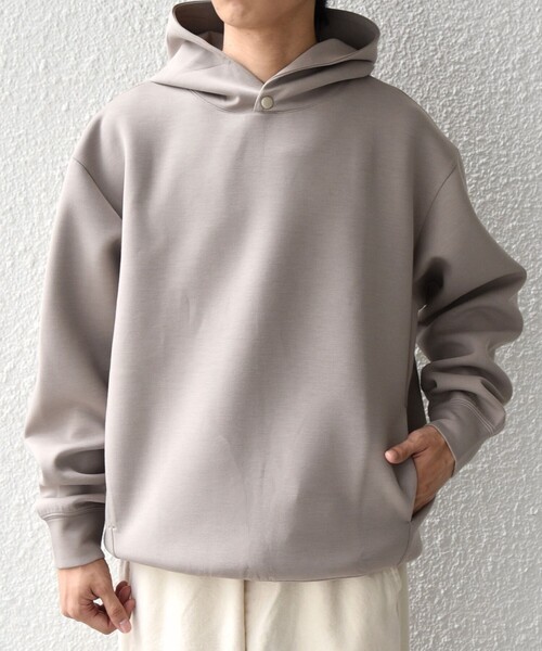 SHIPS any パーカー any: カラー ダンボール スナップ プルオーバー