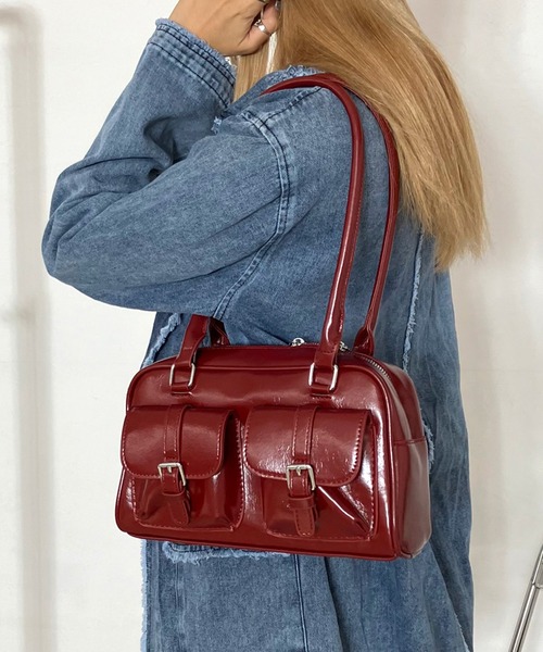 non-hedge（ノンヘッジ） ボストンバッグ 2ポケット付合成皮革ボストン