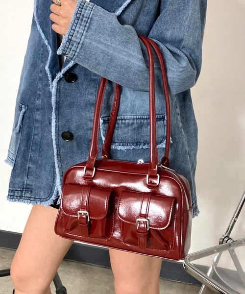 non-hedge（ノンヘッジ） ボストンバッグ 2ポケット付合成皮革ボストン