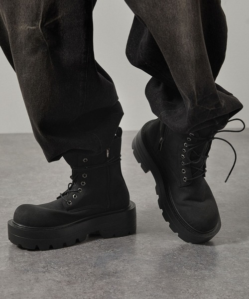ブーツ 「Alfred Alex」Chunky High-Sole Boots/ハイソール サイド