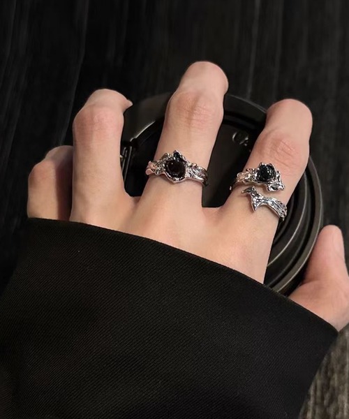 NO WAY 指輪 リング /ブラックトーンデザインリングセット/2点セット