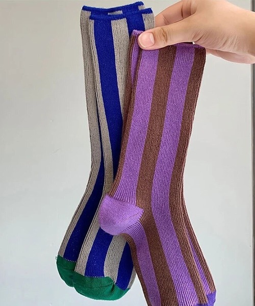 Port（ポート） 靴下 「 」 マルチカラー ストライプ デザイン