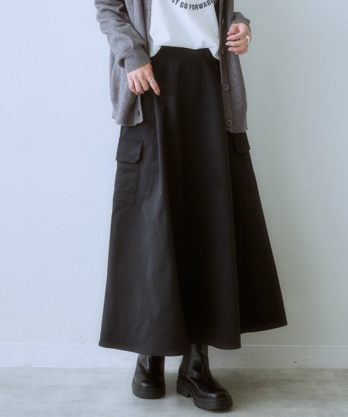 SMILELAND スカート 「大きいサイズ」 ポケットデザインロングスカート