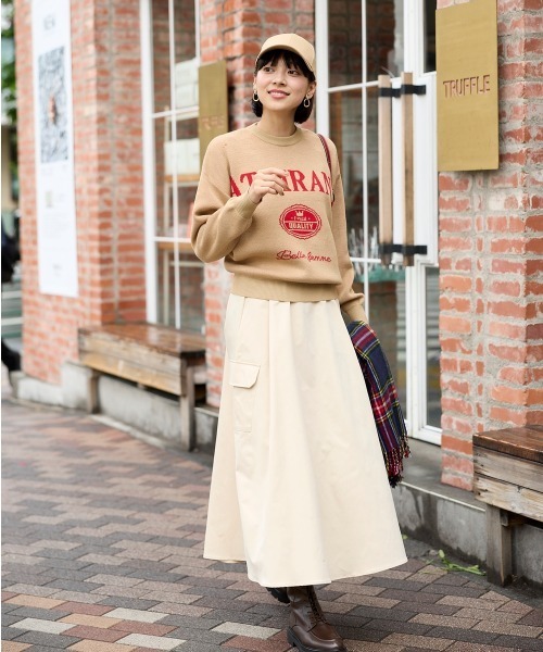 SMILELAND スカート 「大きいサイズ」 ポケットデザインロングスカート