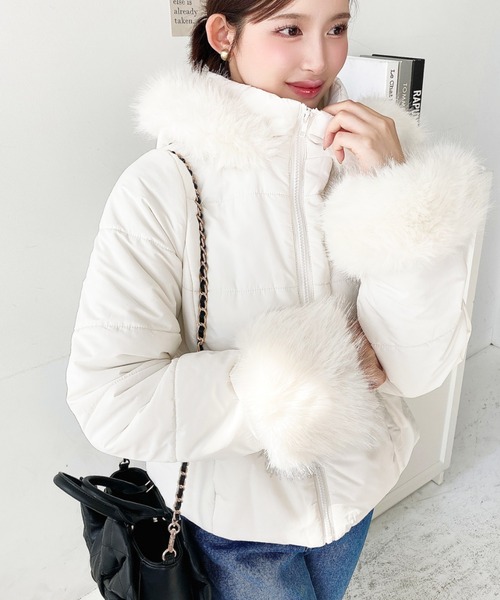 moment+ ダウンコート ダウンジャケット ウェストベルト付きフード