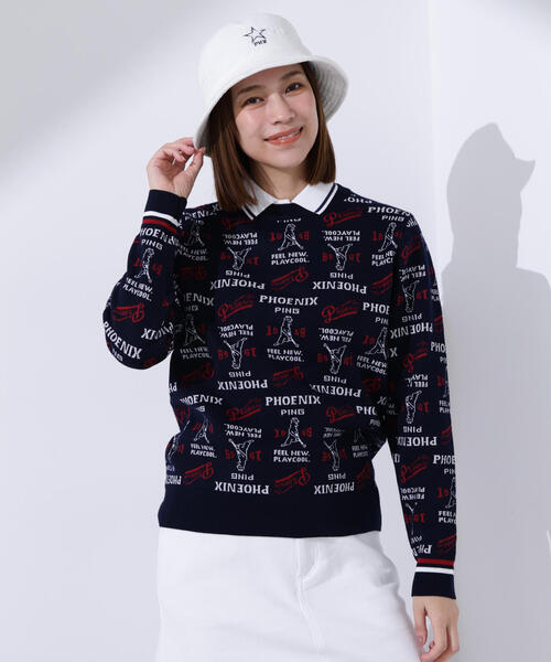 PING（ピン） ニット セーター 「PING APPAREL」ジャガード総柄クルー