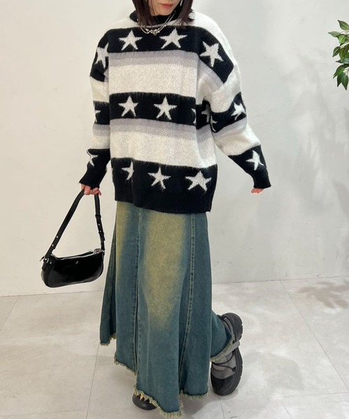 ニット セーター 星柄ボーダーニット レディース : ZOZOTOWN Yahoo!店