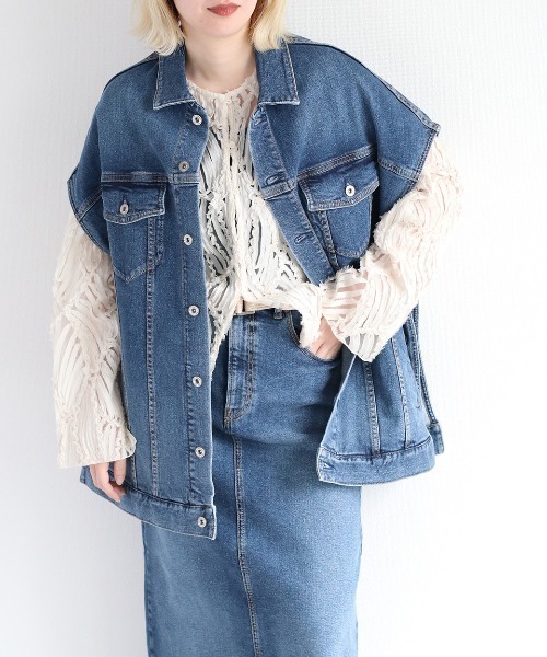 cepo（セポ） ベスト ジレ デニムポンチョ「セットアップ可能