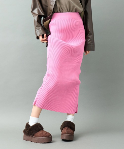 ANAP（アナップ） スカート リブニット サイドギャザー ロングスカート