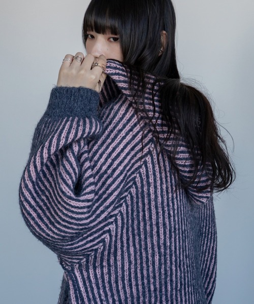 パーカー 配色リブフーディZIPパーカー/リバーシブル/新色追加