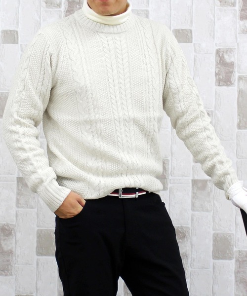 TopIsm（トップイズム） ゴルフ ケーブル編み クルーネックゴルフ