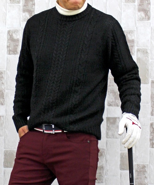 TopIsm（トップイズム） ゴルフ ケーブル編み クルーネックゴルフ