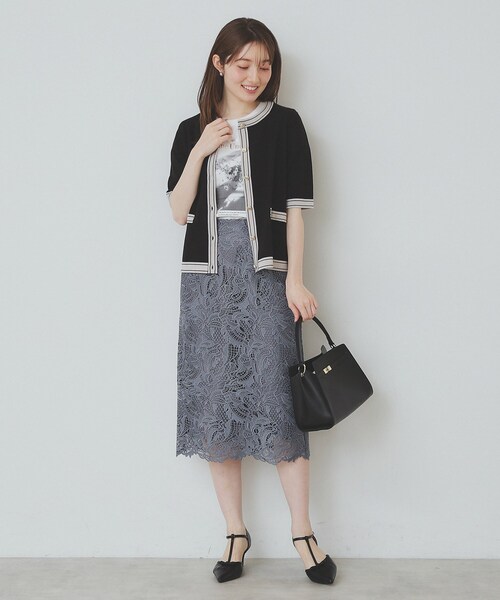 index（インデックス） カーディガン バイカラークルーネック