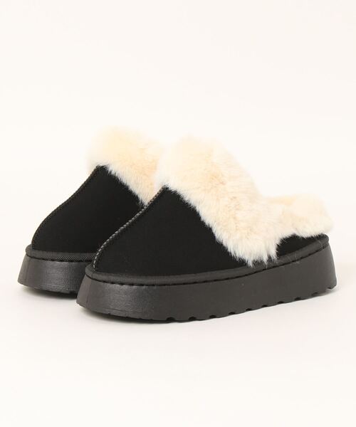 スリッポン もこもこ フェイクムートンスリッポン レディース