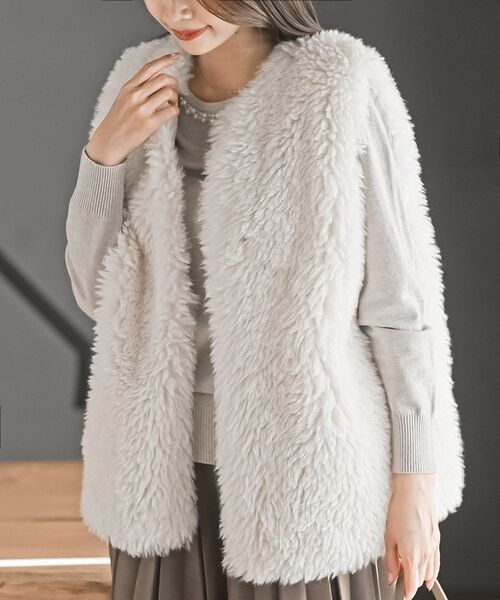 r・p・s（アールピーエス） ベスト ジレ くるくるシープフェイクファー