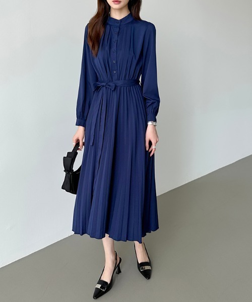 COCOMOMO ワンピース きれいめ プリーツワンピース シャツワンピース