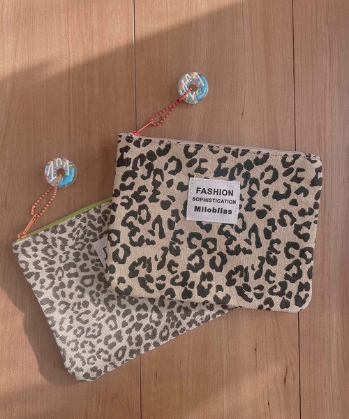 VIBGYOR ポーチ Mignonjour/チャーム付きヒョウ柄ミニポーチ M2882