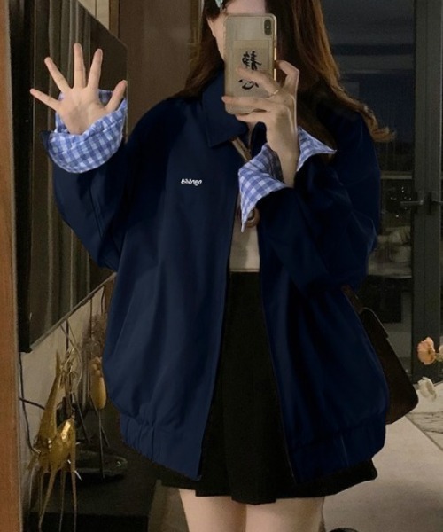 LACーVERT ブルゾン アウター 「2WAY」リバーシブル 無地/チェック柄