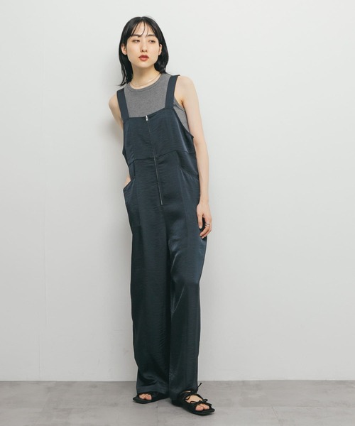 KBF（ケービーエフ） サロペット オーバーオール フロントZIPサテン