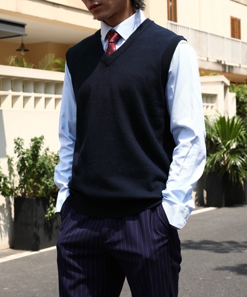 Cloudstyle ベスト ジレ 「Cloudstyle」Vネック ニットベスト メンズ