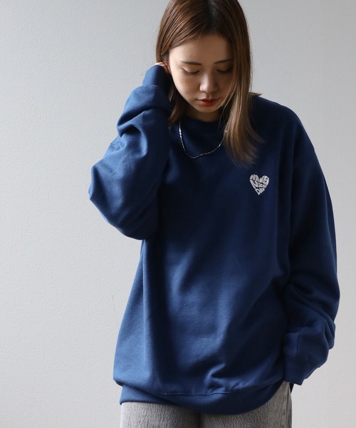 トレーナー スウェット 「0」ハートモチーフ ワンポイントロゴ刺繍