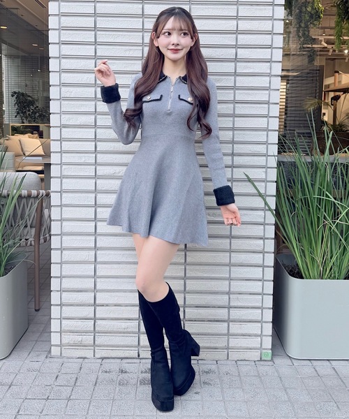 NOMAE（ノーマエ） ワンピース チェーンカラーZIPニットワンピース