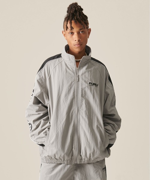 FUBU（フブ） ナイロンジャケット ブランド ロゴ 配色ライン ルーズ