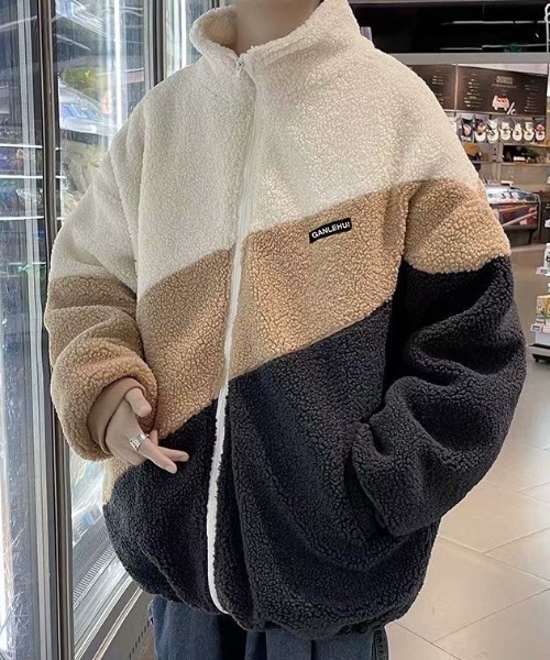 link lot ブルゾン アウター ボアフリースカラーブロック切り替え