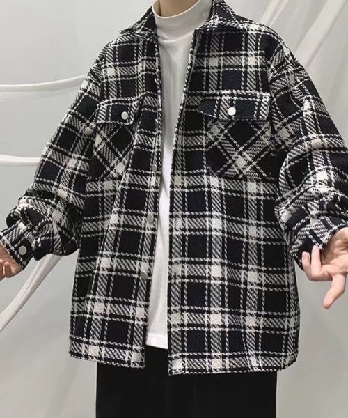 B.R.U コート ジャケット チェック柄カジュアルジャケット メンズ