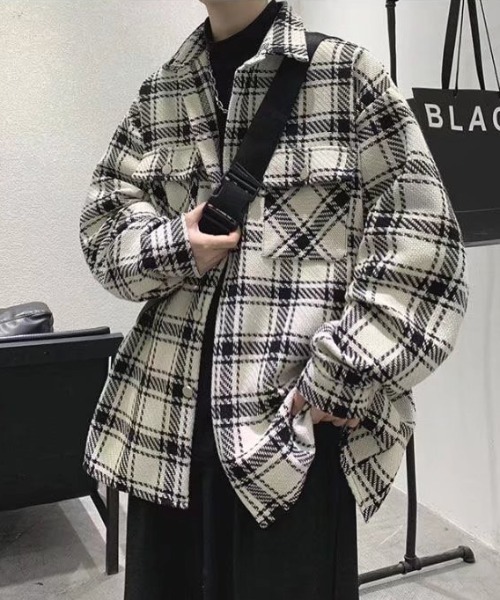 B.R.U コート ジャケット チェック柄カジュアルジャケット メンズ