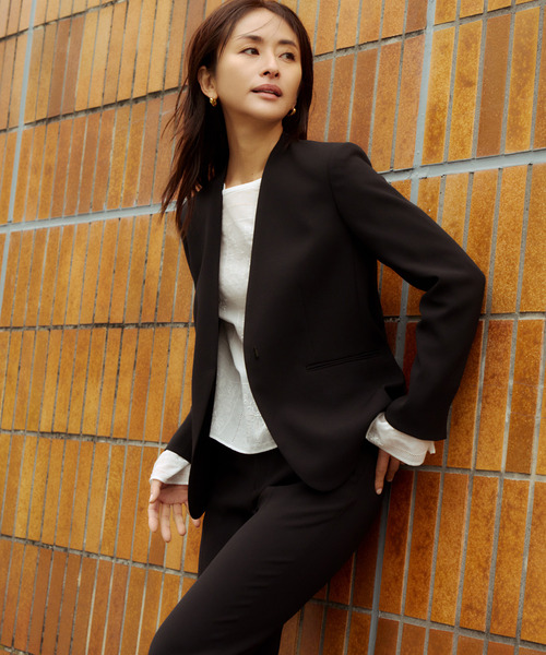 ROPE'（ロペ） ジャケット ノーカラージャケット トリアセバックサテン