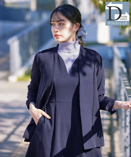 Tiaclasse ジャケット ノーカラージャケット カラーレスロング