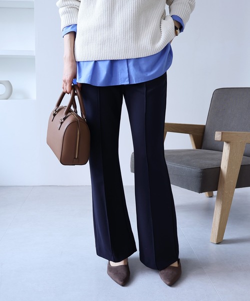 evernavy パンツ ポンチフレアパンツ レディース : ZOZOTOWN Yahoo!店