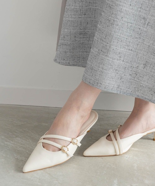 RANDA（ランダ） パンプス ダブルストラップポインテッドトゥミュール