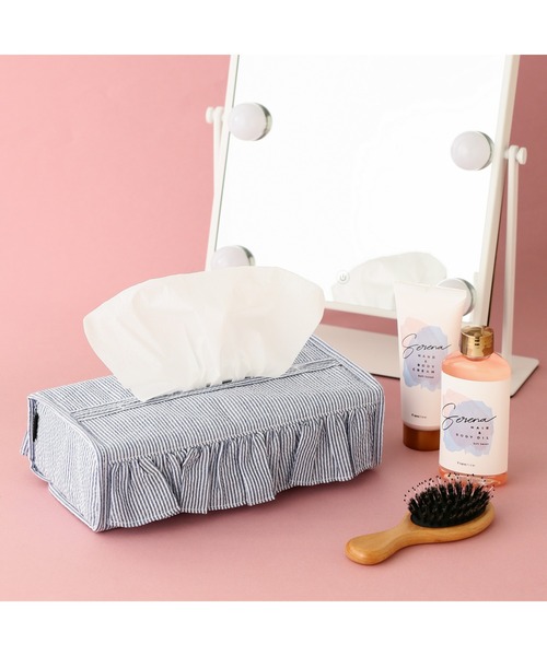 Francfranc（フランフラン） 収納 フリル ティッシュカバー ブルー