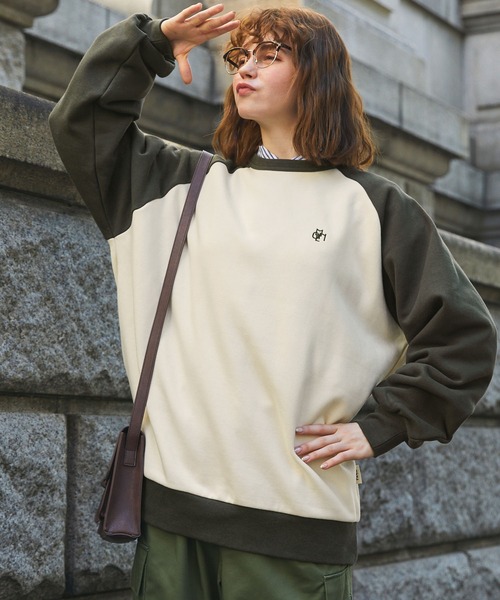 トレーナー スウェット ラグランワンポイント刺繍スウェットプル