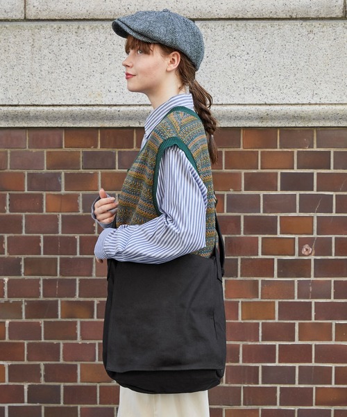 ショルダーバッグ バッグ キャンバスフラップ付きショルダーバッグ