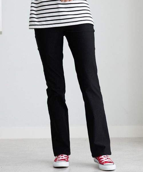 BELLUNA パンツ 静電防止！裏起毛ブーツカットパンツ股下73cm