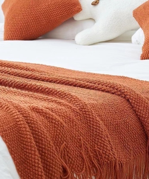 ブランケット ワッフル編み フリンジ ニットブランケット : ZOZOTOWN