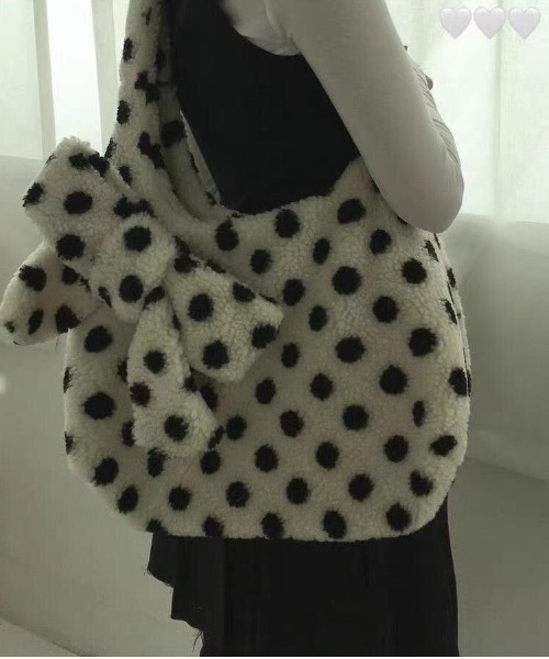 ViViDAY トートバッグ ドット柄リボンボアバッグ レディース メンズ