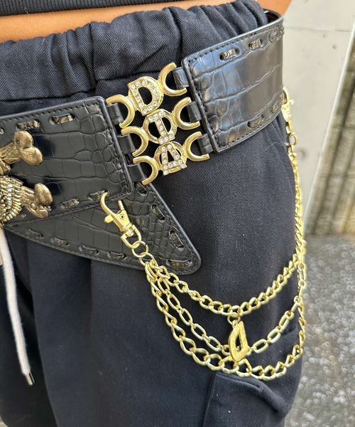 DAIYA（ダイヤ） ベルト スカルバックルチェーンベルト レディース