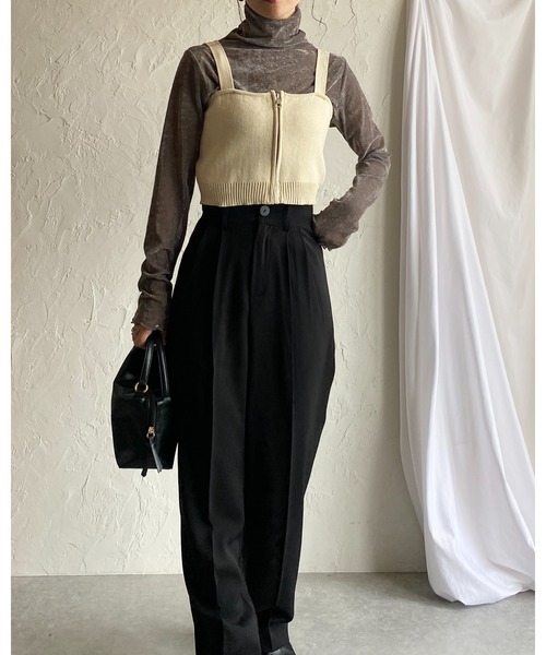 She's Closet ベスト ジレ ショート丈フロントジップニットビスチェ