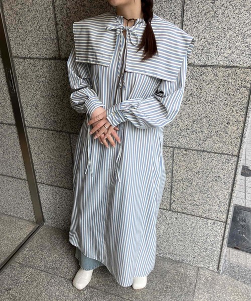KBF（ケービーエフ） ワンピース スクエアカラーSETストライプ