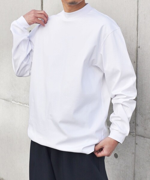 SHIPS any tシャツ any: スムースコットン モックネック Tシャツ (ロン