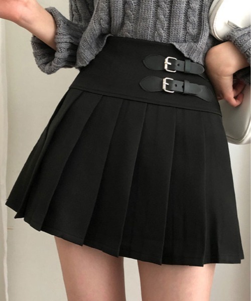 スカート Wベルト プリーツ ミニスカート : ZOZOTOWN Yahoo!店 - 通販
