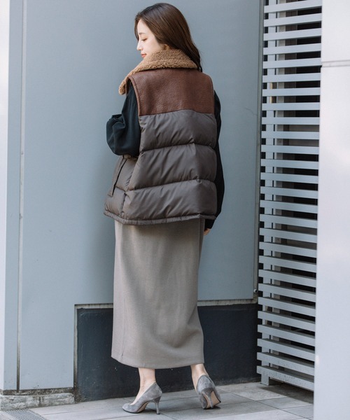 Munich（ミューニック） ダウンベスト ベスト ダウンタフタ×ムートン